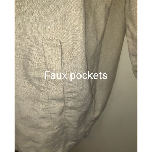 Beige GAP Linen Jacket Hoodie Adult XL Zips Snaps Outdoors Faux Pockets - Picture 3 of 16